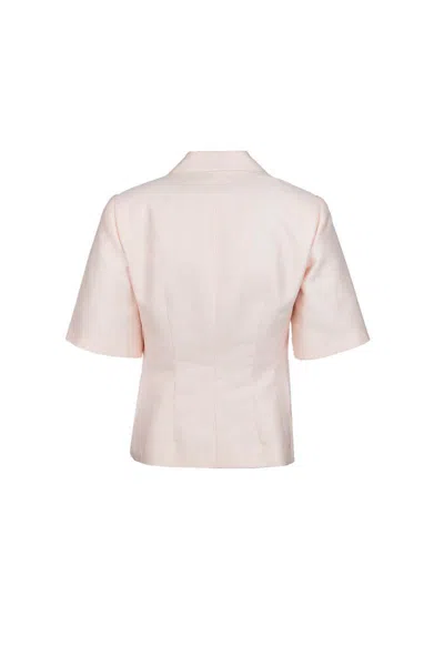 Fabiana Filippi Cotton And Silk Short-sleeved Mikado Jacket In Pink