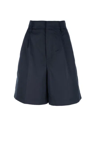 Fabiana Filippi High Waist Pleated Wide Leg Shorts In Midnight Blue