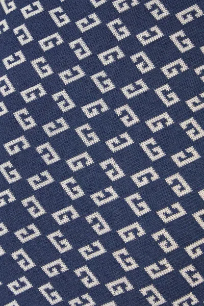 Givenchy Short Sleeve Crew Neck Geometric Pattern Top In Denim Blue