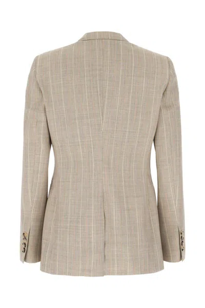 Pt Torino Embroidered Stretch Wool Blazer In Neutral
