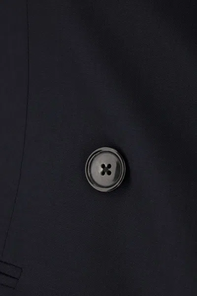 Pt Torino Stretch Wool Double-breasted Blazer In Navy