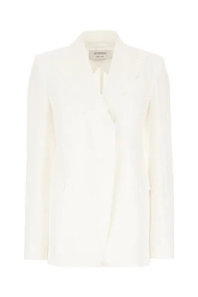 Sportmax Cotton Blazer With Long Sleeves And Notched Lapels In White