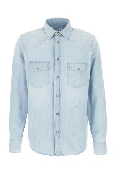 Jacob Cohen Denim Shirt With Button Cuffs And Collar In Blue