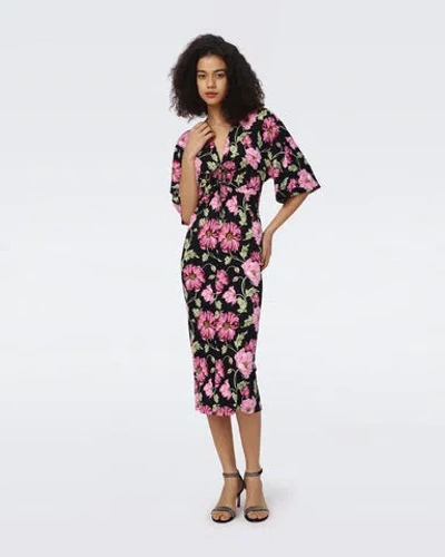 Diane Von Furstenberg Valerie Midi Dress In Hendrix Floral Pink