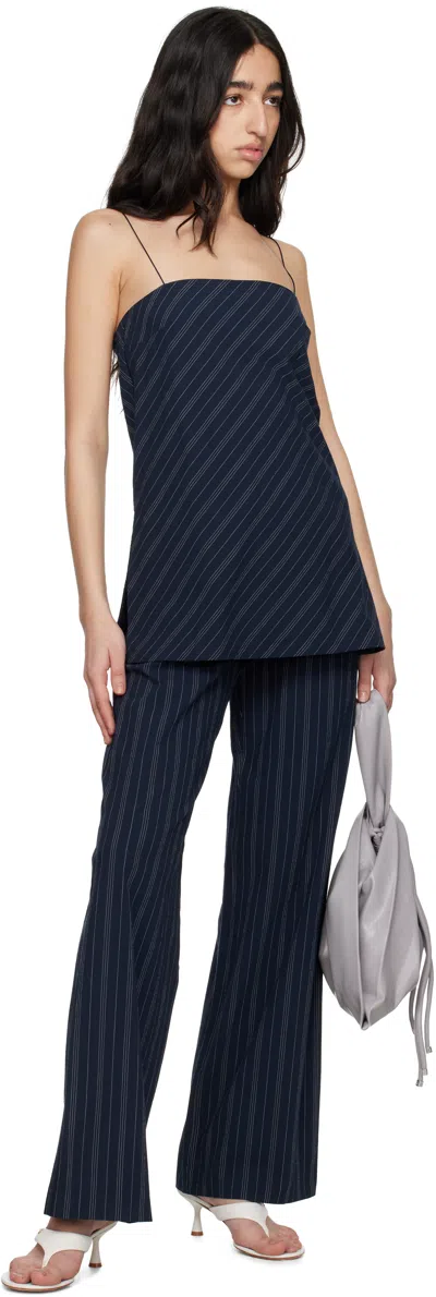 Bec & Bridge Womens Peyson Pin-stripe Cotton-blend Trousers Ink Ivory Stripe In Ink/ivory Stripe