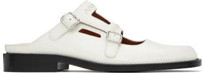 Marni White Leather Bambi 3.0 Loafer With Double Buckle In 00w02 Natural White