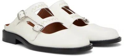 Marni White Leather Bambi 3.0 Loafer With Double Buckle In 00w02 Natural White
