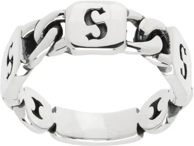 Stolen Girlfriends Club Silver Multi S-logo Tag Ring In Sterling Silver 925