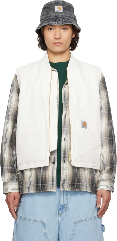 Carhartt Vest With Patch Pockets And Ribbed Collar In D602 Wax