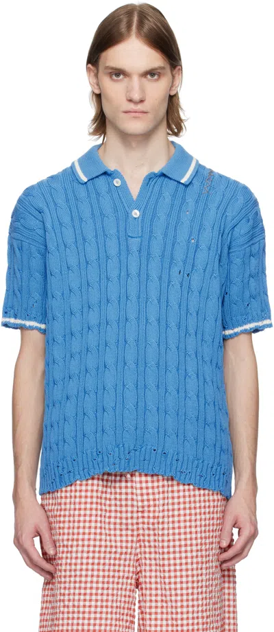 Marni Short Sleeve Polo Shirt In Blue