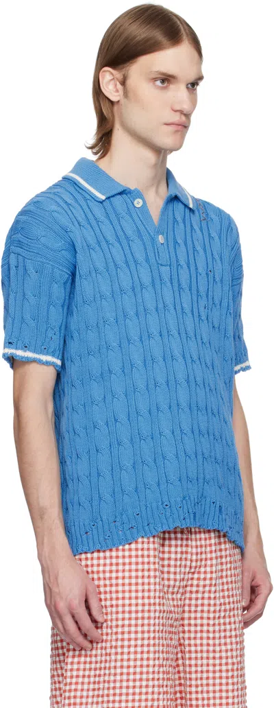 Marni Short Sleeve Polo Shirt In Blue