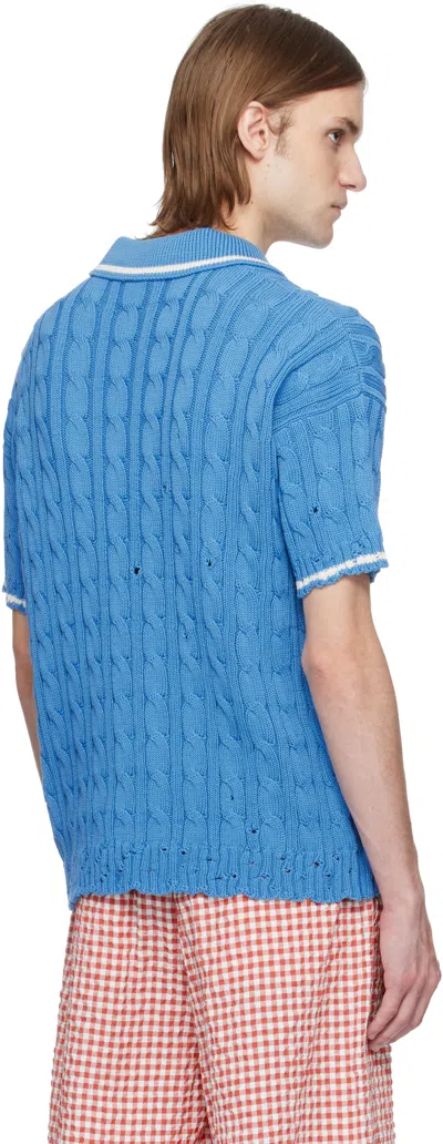Marni Short Sleeve Polo Shirt In Blue