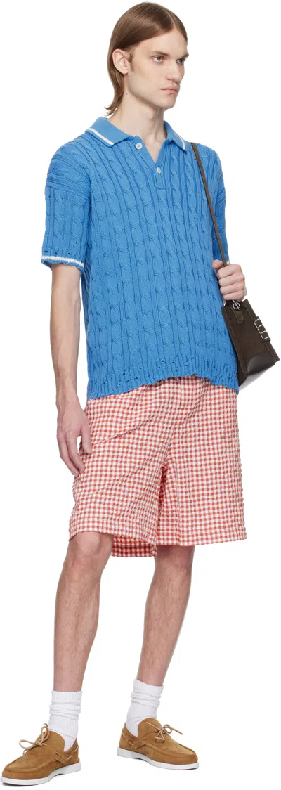 Marni Short Sleeve Polo Shirt In Blue