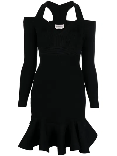 Alexander Mcqueen Alexander Mc Queen Off Shoulder Mini Dress In Black