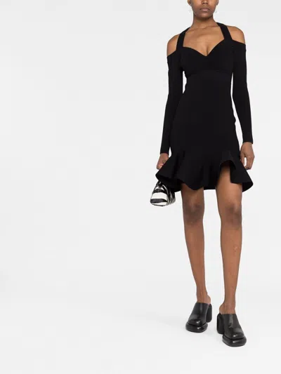 Alexander Mcqueen Alexander Mc Queen Off Shoulder Mini Dress In Black