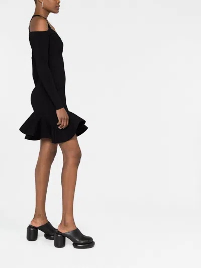 Alexander Mcqueen Alexander Mc Queen Off Shoulder Mini Dress In Black