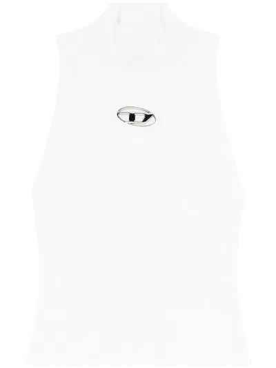Diesel Women's Cut-out Logo Tank Top In White