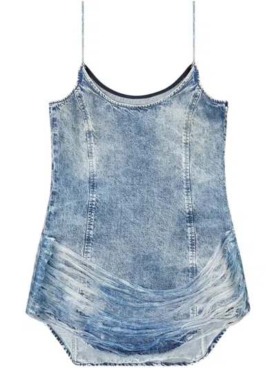 Diesel Sleek Fitted Dress With Gathered Hem Detail In Blue