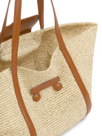Marni Medium Natural Raffia-effect Trunkaroo Beach Bag In Neutral