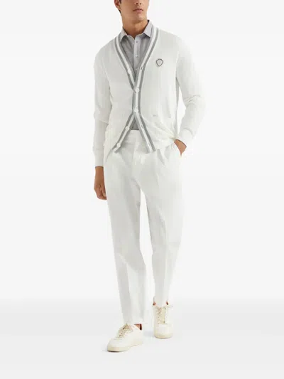 Brunello Cucinelli Virgin Wool Poplin Polo Shirt In Gray