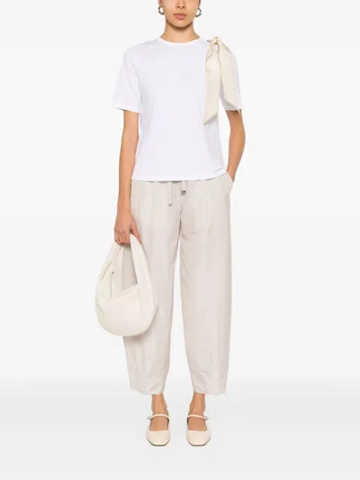 Herno T-shirt With Shoulder Scarf In White