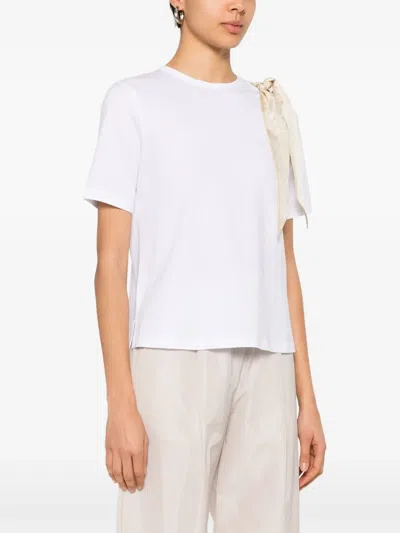 Herno T-shirt With Shoulder Scarf In White