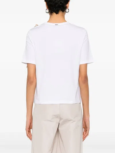 Herno T-shirt With Shoulder Scarf In White