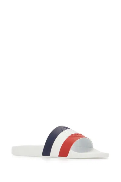 Moncler Basile Embossed Sliders In White