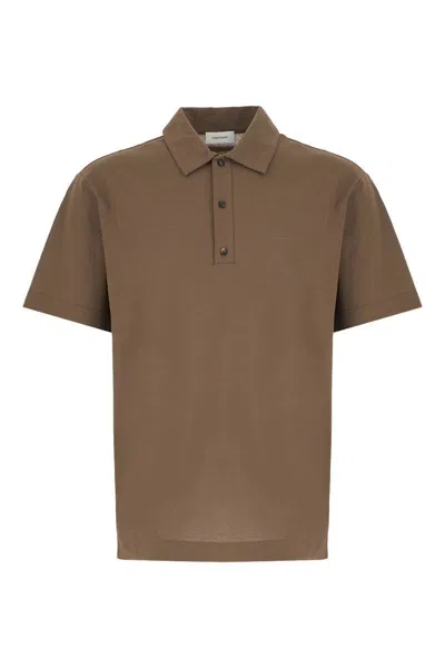 Ferragamo Signature Cotton Polo Shirt In Concrete