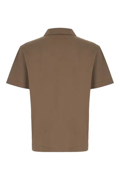 Ferragamo Signature Cotton Polo Shirt In Concrete