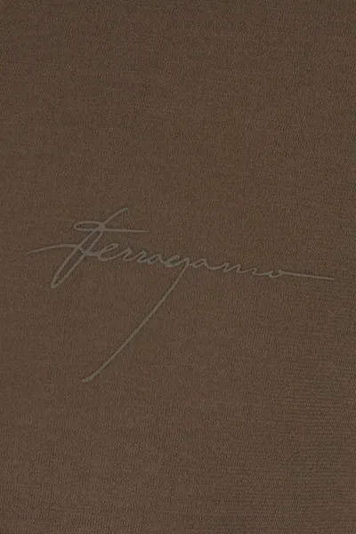 Ferragamo Signature Cotton Polo Shirt In Concrete