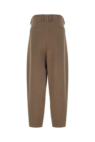 Ferragamo Brown Cotton Pants In Natural White Concrete