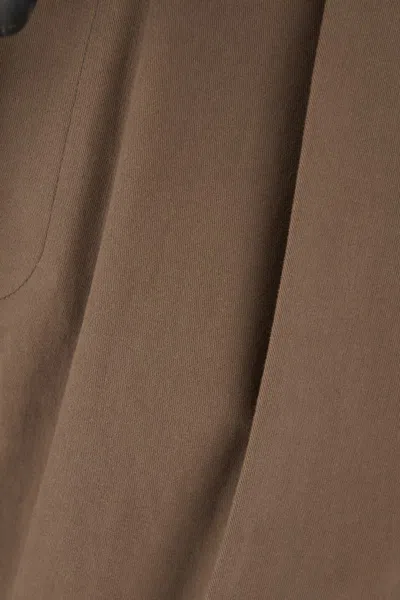 Ferragamo Brown Cotton Pants In Natural White Concrete