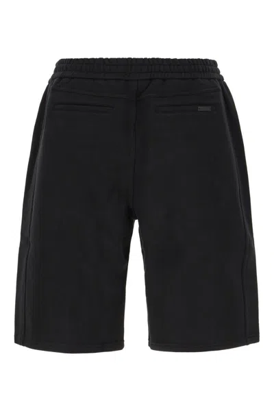 Saint Laurent Waist Drawstring Cotton Fleece Shorts In Black