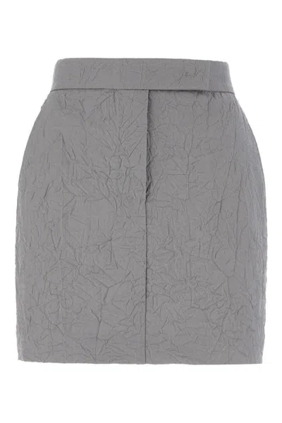 Max Mara Grey Wool Mini Skirt In Light Gray