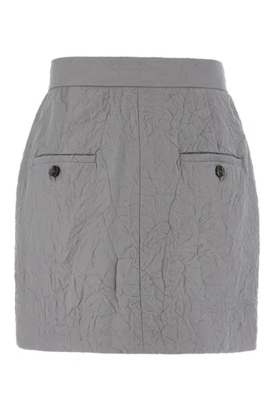 Max Mara Grey Wool Mini Skirt In Light Gray
