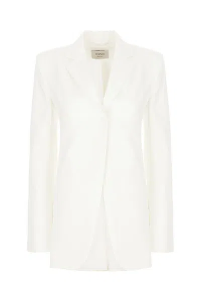 Sportmax Cotton Blazer With Long Sleeves And Notched Lapels In Optical White
