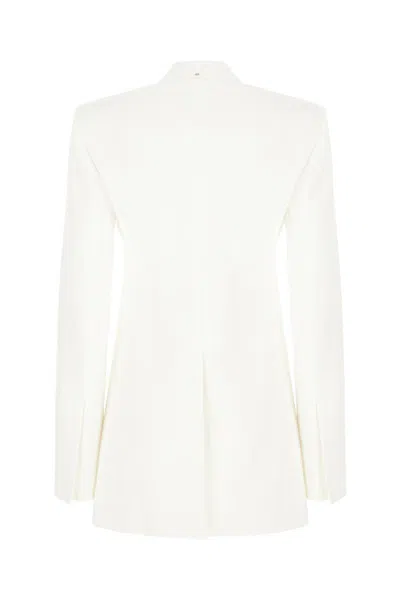 Sportmax Cotton Blazer With Long Sleeves And Notched Lapels In Optical White