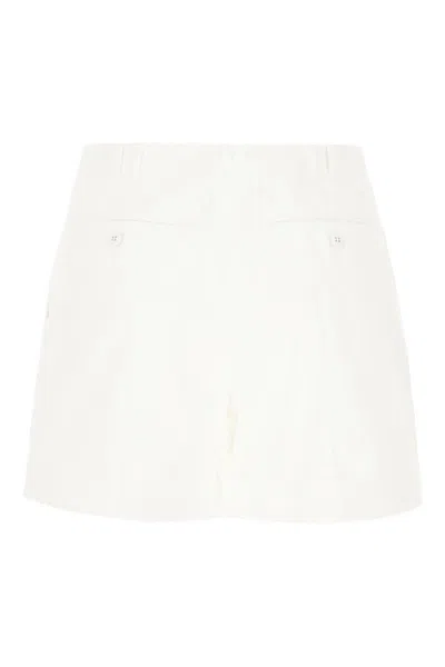 Max Mara White Stretch Cotton Shorts In White
