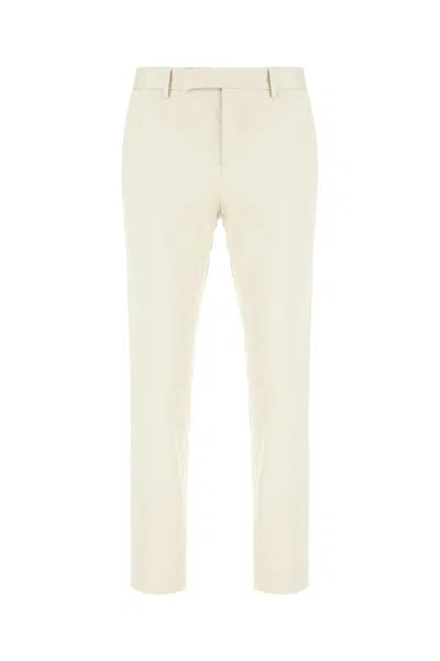 Pt Torino Cotton Trousers With Pockets And Loops In Beigefreddo