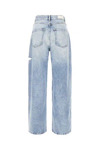 Icon Denim Poppy Light Blue Wide Jeans With Cut-out In Cotton Denim Woman In Clear Denim