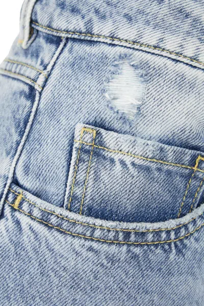 Icon Denim Poppy Light Blue Wide Jeans With Cut-out In Cotton Denim Woman In Clear Denim