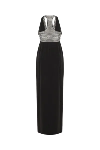 Max Mara Sophisticated Evening Dress With Deep V-neckline And Embellished Back In Black