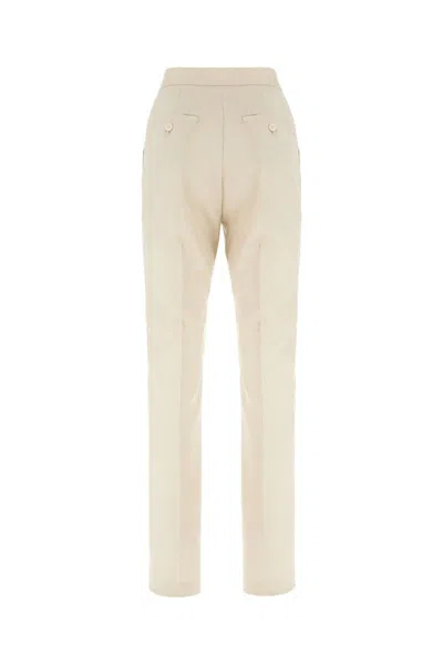 Max Mara Trousers Wool Blend Front Pleats In Beige