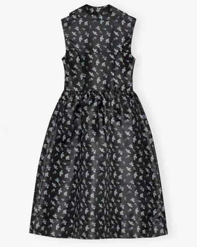 Ganni Womens Floral Jacquard Sleeveless Woven Midi Dress Black
