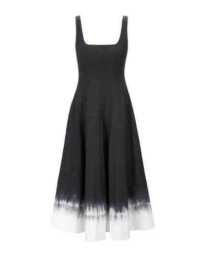 Staud Wells Mini Dress In Onyx Tie Dye In Black