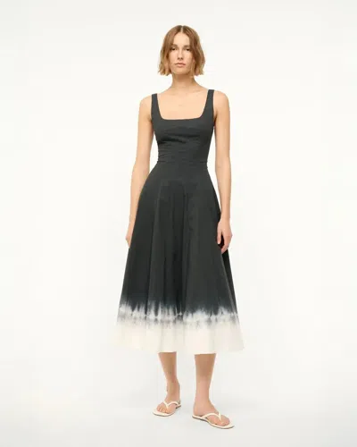 Staud Wells Mini Dress In Onyx Tie Dye In Black