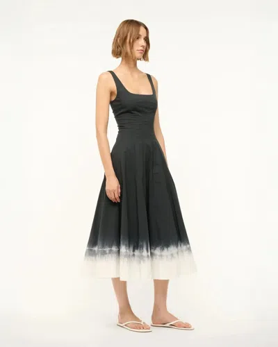 Staud Wells Mini Dress In Onyx Tie Dye In Black