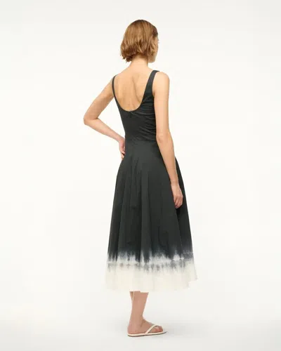 Staud Wells Mini Dress In Onyx Tie Dye In Black