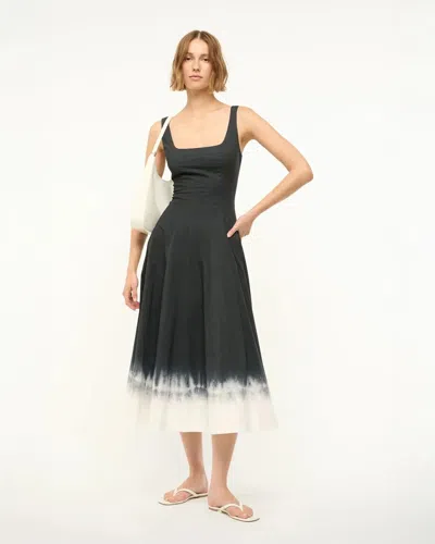 Staud Wells Mini Dress In Onyx Tie Dye In Black